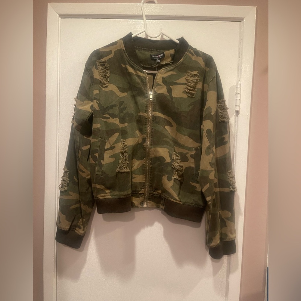Fashion Nova Green and Brown Bomber Jacket